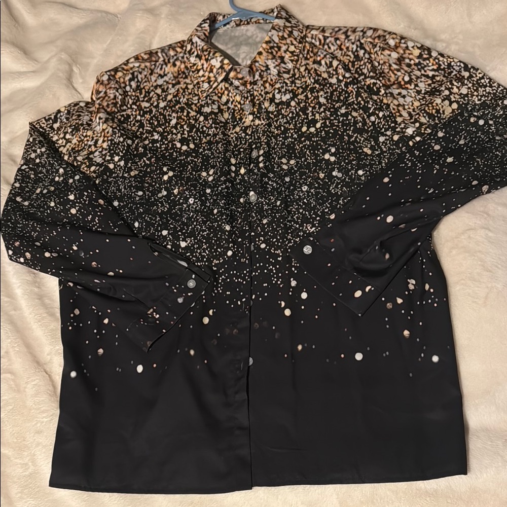 Men's Black and Gold Patterned Shirt